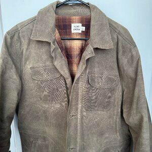 Flint and Tinder Flannel-Lined Quilted Waxed Rancher Jacket - Large - Natural